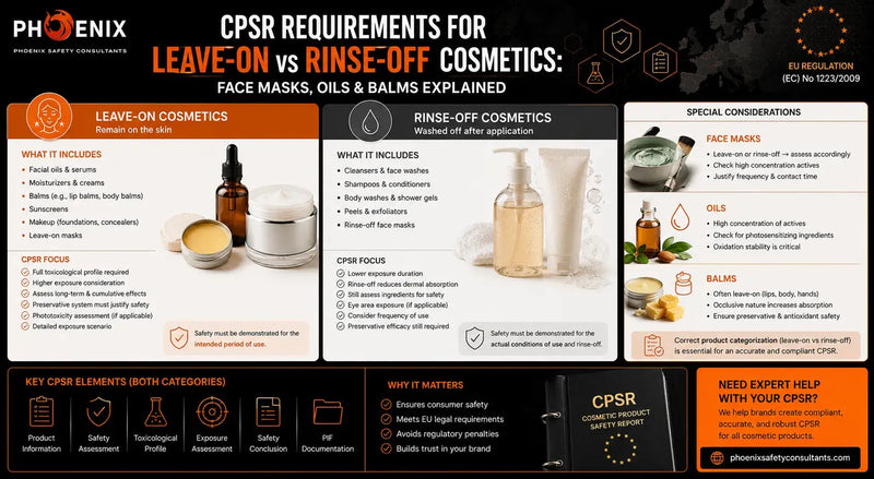 CPSR Requirements for Leave-On vs Rinse-Off Cosmetics: Face Masks, Oils & Balms Explained