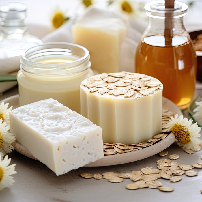 Make a gentle oatmeal, honey and goat milk cold process soap with our full formulation, milk soaping method, cure and UK and EU compliance guidance from Phoenix.