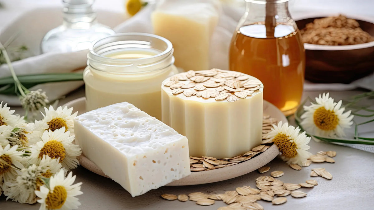 Make a gentle oatmeal, honey and goat milk cold process soap with our full formulation, milk soaping method, cure and UK and EU compliance guidance from Phoenix.