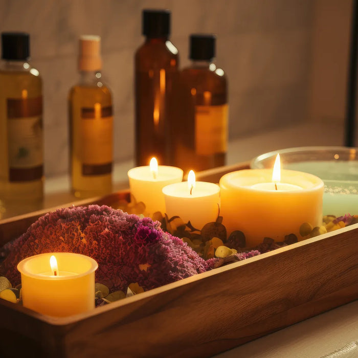 Massage oils and massage candles displayed to illustrate whether a Toxicological Risk Assessment (TRA) or CPSR is required for UK and EU compliance.