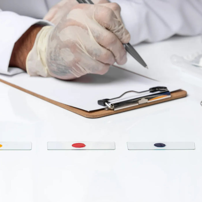 Toxicologist assessing fragrance and perfume oil samples for a cosmetic product safety report (CPSR) during a toxicological risk assessment.