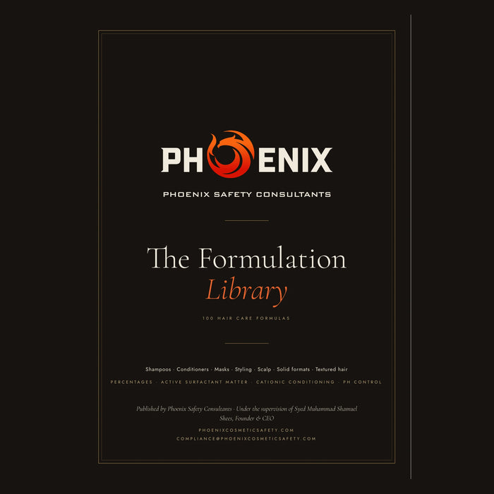 The Formulation Library 100 Hair Care Formulas cover by Phoenix Safety Consultants, 178-page formulation book