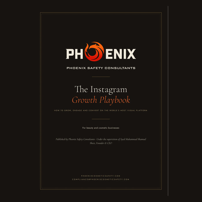 The Instagram Growth Playbook cover by Phoenix Safety Consultants, Instagram guide for beauty brands, 60 pages