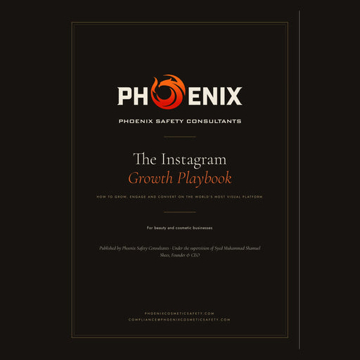 The Instagram Growth Playbook cover by Phoenix Safety Consultants, Instagram guide for beauty brands, 60 pages